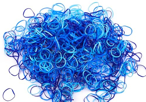 Mytoptrendz® 500pcs Mini Thin Small Soft Rubber Bands Soft Seamless Elastic Hair Bands for Braiding and More (Blue Mix)