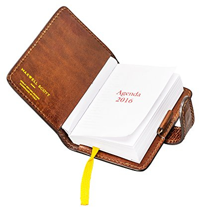 Maxwell Scott - Luxuriöser Mini-Taschen-Agenda-Organizer aus Leder - Handgefertigt aus italienischen Vollnarbenhäuten - The Alvito Cognac