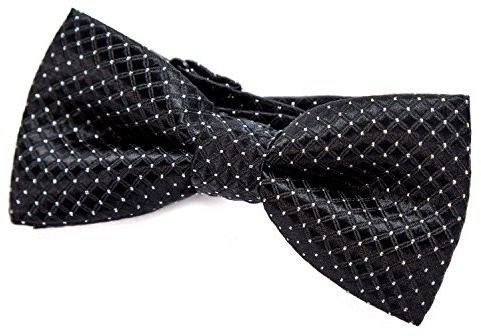 DonDon pajarita noble para niños chico - combinada y ajustable 9x 4,5 cm - de color negro - brillada con argénteo puntos
