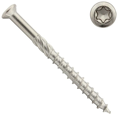 Terrassenschrauben aus Edelstahl C1 | 5x80 | mit CUT-Spitze | 100 Stück | Antrieb: Innensechsrund TX 25 | gehärtet, rostfrei | Terrassenbau, VA, SC9064