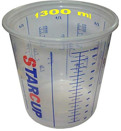 Lot de 100 verres doseurs de 1 300 ml pour peinture de carrosserie de voiture, vernis transparent, couche d’apprêt