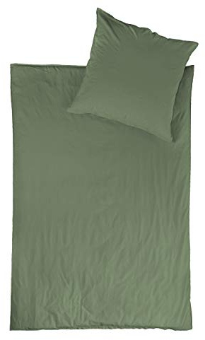 jilda-tex Bio-Bettwäsche Stone-Washed Lissabon 100% Bio-Baumwolle Knitterlook Stehsaum Uni Made in Green (Salbeigrün, 155 x 220 cm)