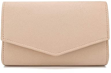 IXEBELLA Abendtasche für Damen, elegante Clutch, Handtasche, Wildlederimitat, Geldbörse für Hochzeit, Beige, X-Small
