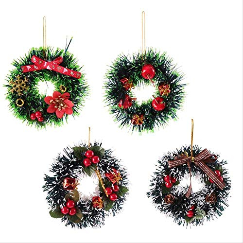 Vimmor 4pcs Weihnachtskranz Künstliche Lebendige Neuartige Weihnachtsdekor Hängende Kranzsimulation Girlande Roter Beerenkranz A