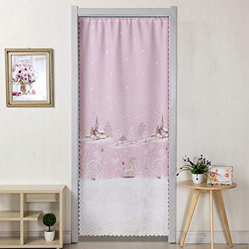 Yaland türvorhänge mit Muster Wandteppich lang vorhänge modern gardinen Heimtextilien Raumteiler mit klein Hirsch (BxH 90X150cm) pink 1 Stück