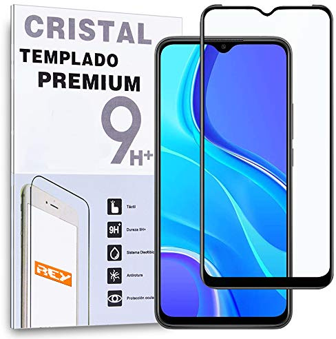 Protector de Pantalla Curvo para Xiaomi Redmi 9, Negro, Cristal Vidrio Templado Premium, 3D / 4D / 5D, Anti Roturas