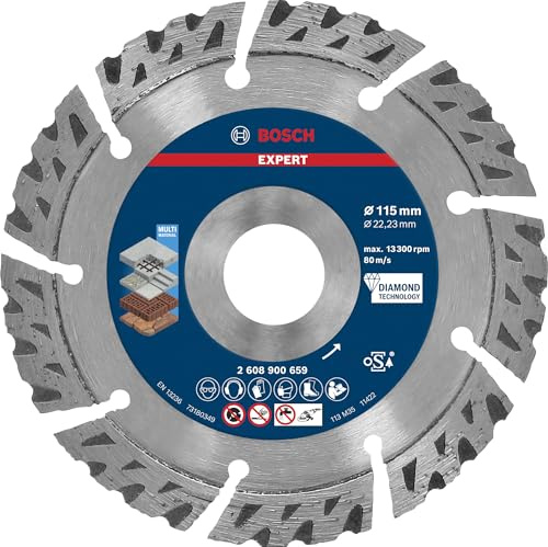 Bosch 1x EXPERT Multi Material Diamond Cutting Disc, 115 x 22,23 x 2,2 x 12 | für Beton, Stahlbeton, Ø 115 mm, Professional Zubehör Kleiner Winkelschleifer