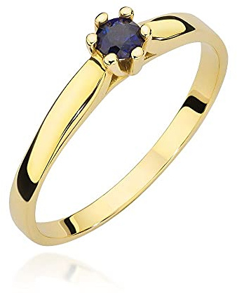 Damen Ring 585 14k Gold Gelbgold echt Saphir Edelstein
