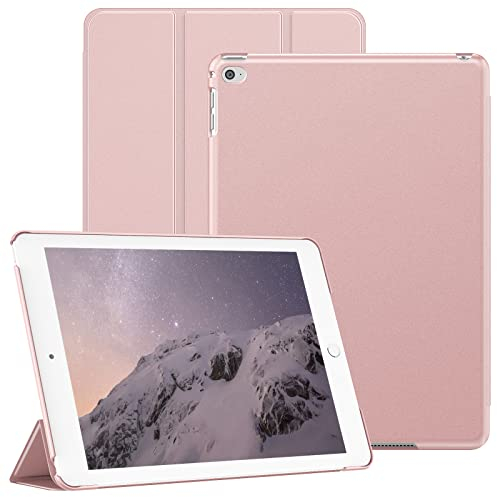 JETech Hülle für iPad Air 2 9,7 Zoll (Modell 2014, 2. Generation), Schützende Harte Rückenschale Weiche Berührung Tablet Ständerabdeckung, Auto Wachen/Schlafen (Roségold)