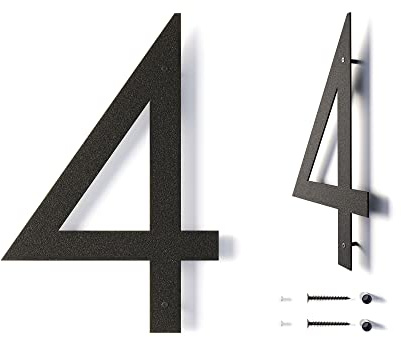 12 Inch Modern Floating House Numbers for Outside | Large Metal House Numbers for Outdoors | Black Coated Rust-Proof Home Address Numbers/Plaques | Metal Numbers