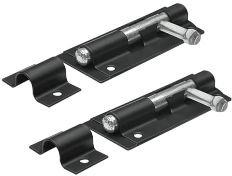 Primes DIY 4 PCS Heavy Duty Tower Bolt with Screws Black (4), Door Lock Bolt, Strong Black Coated Door Barrel Bolt, Durable Slide Bolt for Increasing Security on Garden Gates & Shed Doors Pack of 2
