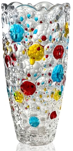 Glass Vase for Flowers, Large Tall Coloured Flower Vases, Birthday Gifts for Women, Modern Personalised for Living Room Home Decor Christmas