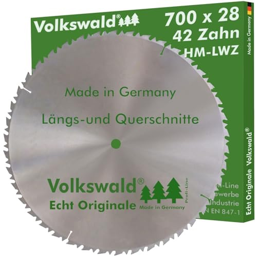 Volkswald ® HM-Sägeblatt LWZ 700 x 28 mm Z= 42 Kreissägeblatt Wechselzahn Präzisions-Sägeblatt mit Spanabweiser für Hartholz Naturholz Brennholz Leimholz Kappsäge Wippsäge Tischkreissäge