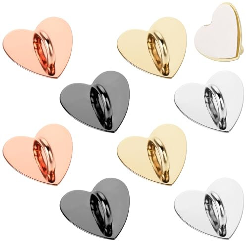 8 Pcs Cell Phone Finger Ring Heart Phone Grip Metal Cell Phone Finger Rings Phone Finger Grip Loop Stand Cute Cell Phone Accessories Finger Grip for DIY Phone Case Pad Tablet Supplies