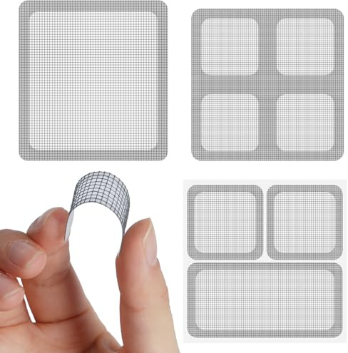 Flintronic Set Ripara Zanzariera, Patch Riparazione Dello Schermo, 36pz | Fibra Di Vetro, Forte Adesivo Patch, Nastro Adesivo Ripara Zanzariere, per Zanzariereper Finestre/Porte/Zanzariere