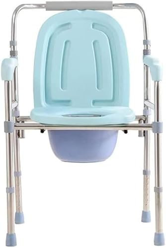 SaryEdge Klappbarer, Leichter Toilettenstuhl, Camping-Klapp-Toilettenstuhl, tragbarer Toiletten-Badstuhl, robuster Duschstuhl mit Rückenlehne und Armlehnen, höhenverstellbar, für Schwa(