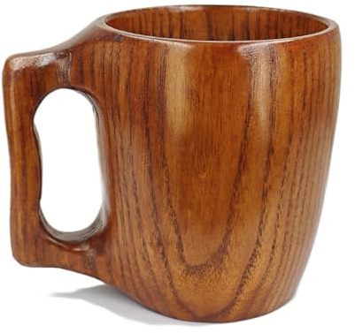 WUERMU Holz-Wasserbecher, Holzbecher, Holzkaffeebecher, Campingbecher, Teetasse, Trinkbecher, 300 ml, aus massivem Holz handgefertigt.