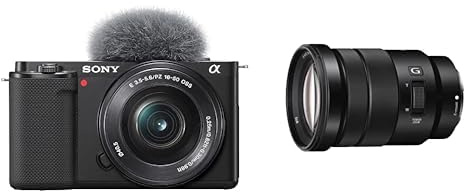 Sony Alpha ZV-E10 APS-C spiegellose Vlog-Kamera mit 16-50mm Objektiv (Display für Vlogging, 4K-Video, Echtzeit-Augen-Autofokus) + 18105G