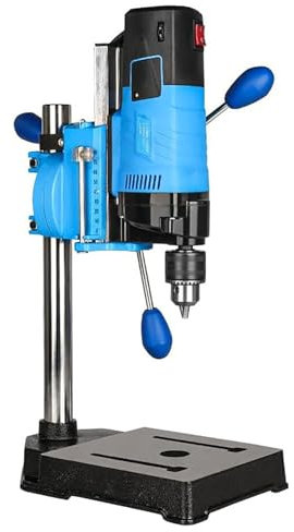 TsoLay Supporto per Trapano a Colonna da Banco, Mini Trapano a Colonna da Banco da 1200 W con Morsa Girevole a 90°, Trapano Elettrico da 2800 Giri/min, Corsa da 80 mm/Morsetto da 38-50 mm per Legno