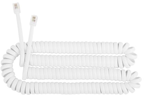 Uvital 1 Pack 16FT White Extra Long Phone Handset Cord(Coiled Length 2FT), Phone Cord for Landline, RJ9 Telephone Cords for Landline Phones