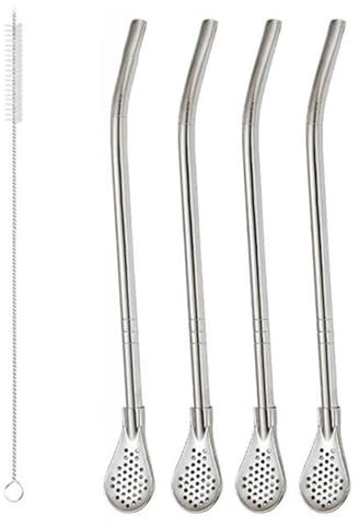 Yerba Mate Straw - Bombilla Drink Paille, Paille de filtre en acier inoxydable | Paille de compagnon amovible, filtre à bombille réutilisable, paille de thé en métal, bâton de filtre à café | Gourde d