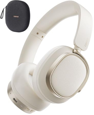 Edifier ES850NB Casque Supra-auriculaire sans Fil à réduction de Bruit, Hi-Res Audio, LDAC, 92H d'autonomie, Bluetooth 5.4 & Multipoint, AI Call Noise Reduction, Touch Control, Foldable Design-Ivoire