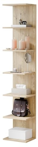 ComfortCove Wandregal, Bücherregal, Regal Einheiten, 7 Ebenen, Eiche | Wandmontierte Einheit, Schwebende Regale, Bücherregal, Lagerung Ordner Regale für Schlafzimmer, Wohnzimmer, Bad, Küche, Büro