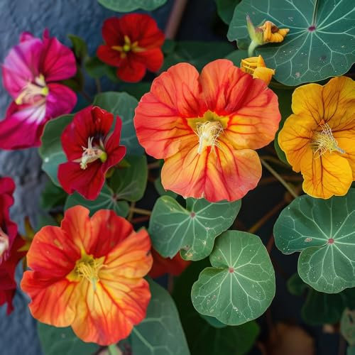 Nasturtium Whirlybird Mixed Seeds – Compact, Non-Trailing Blooms in Bright, Tropical Colours – Edible Flowers & Foliage – Easy-to-Grow Annual for Pots, Beds & Pollinator Gardens