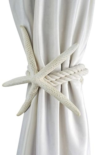 1 fermatenda a forma di stella marina, in corda di cotone, fermatenda per tende a tema spiaggia, decorazione per finestre e stanze (L)