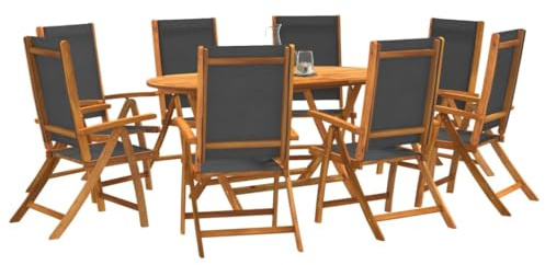Festnight Gartenmöbel Set 8 Stühle mit Tisch Holz Verstellbar Klappbar Gartenmöbel Set 8 Personen Sitzgruppe Outdoor Terrassenmöbel Außen Gartentisch mit Stühlen Set Garten Essgruppe mit Hochlehner