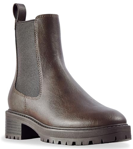 CosyFever Women’s Chelsea Ankle Boots, Low Heel Pull-On Booties, Elastic Side Gore, Comfort Cushioned Insole, Non-Slip TPR Sole