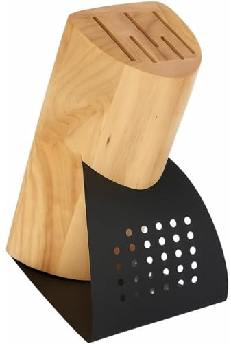 PARENCE.- Bloc Porte-Couteaux Universel en Bois avec Base Antidérapante – Support Incliné pour 5 Couteaux – Design Moderne et Élégant)