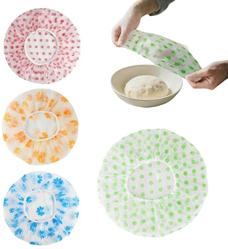 4 PCS Reusable Dough Proofing Covers – Stretchable, Waterproof Bowl Covers for Sourdough & Bread Rising, Prevent Drying & Sticking, Elastic Baking Accessories for Food Preservation