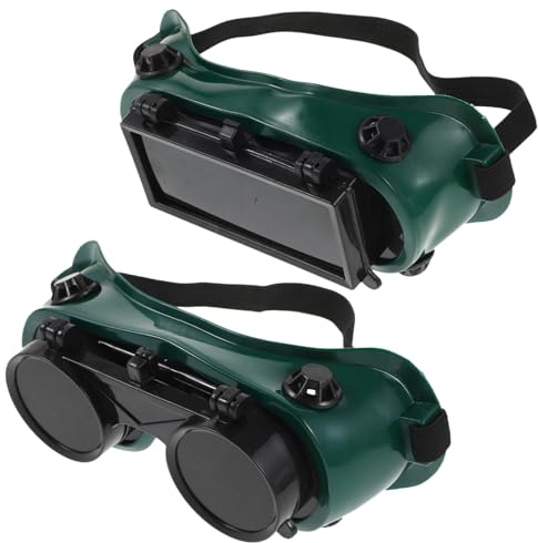 AUTSUPPL 2 pezzi Occhiali da Saldatura con Doppia Lente Flip-up Protezione Occhi Antipolvere e Antiappannamento Occhiali Protettivi da Lavoro Comodi e Regolabili per Saldare con Rotondo e