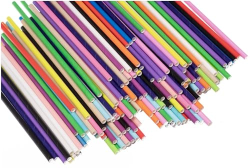 Xyedyaup 200 Colorful Straws Paper 100% Biodegradable Nature Drinking Tubes 19.7CM×0.6CM Craft Coloured Straws