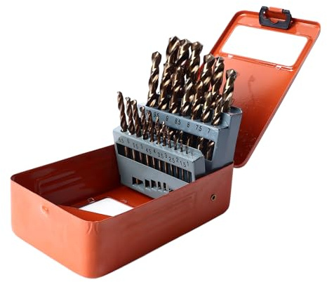 ZJchao Kit di Punte Trapano Elicoidali 25 Pezzi, HSS Al Cobalto, Set di Punte Trapano per Rimozione Rapida dei Trucioli, per Strumenti Hardware in Ferro e Acciaio Inossidabile,