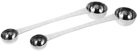 Veemoon Lot de 2 Cuillères Doseuses Doubles en Acier Inoxydable 5Ccl-5Ccl Manche Long Gradué Cuillères à Café et Chocolat Chaud Adaptées pour Poudre Expresso et Thé – Usage la Cuisine