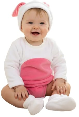 Generisch Lindo disfraz de conejo para bebé con gorro y zapatos para sesión de fotos, fiesta de disfraces, color blanco, 18-24 meses
