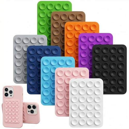 10 Pièces Ventouses Silicone pour Téléphone Portable, Multicolores | Ventouses Multifonctions Lavables À Forte Adhérence, 10 Couleurs, Support Pour Selfies, Vidéos Et Utilisation Mains Libres