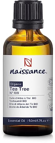 Naissance Organic Tea Tree Essential Oil (No. 109) 50ml - Pure, Natural, Certified Organic, Cruelty Free, Vegan & Undiluted - for Aromatherapy & Diffusers