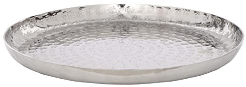 BUTLERS Deko-Teller gehämmert rund 28cm Aluminium in Silber -Oriental Lounge- handgefertigtes Serviertablett | Tischdeko, Kerzenteller, Deko Tablett