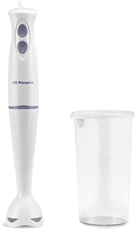 Orbegozo BT 1050 - Batidora de mano, 2 Velocidades, Hoja Acero Inox, Apta Lavavajillas, Vaso 600 ml, 200 W
