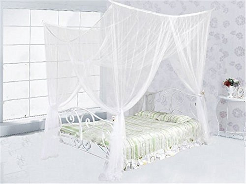 yanglovele 4 Ecke Post Betthimmel Moskitonetz Full Queen King Größe Betten Netz, weiß