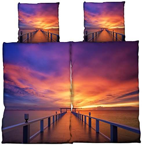 Bettwäsche Mikrofaser Steg lila 135x200 4-tlg mit Reißverschluss Wendefunktion