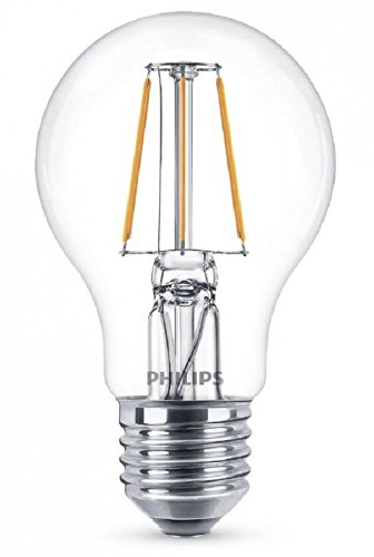 Philips LED Deco Classic Non-Dimmable E27(E26) Edison Screw Clear Filament Light Bulb 4W (50W) 2700K Warm White, Energy Class A+