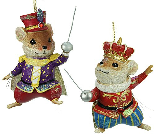 Set of 2 Nutcracker Mice Christmas Decorations (10cm)