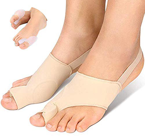 Juego de corrector de juanetes de gel y separador de dedos de gel, 1 Pair Férulas para juanetes Funda de Tela con Separador de gel para proteger los de dedos pies para separador dedo martillo