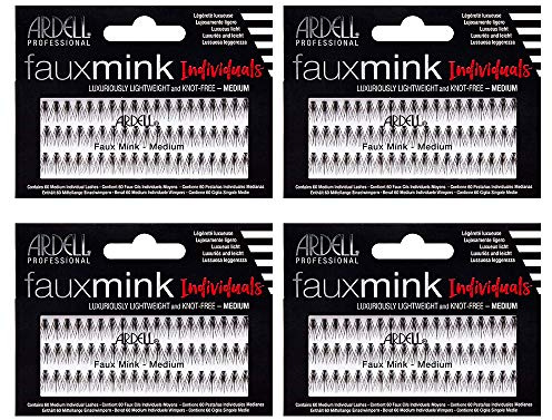 Ardell False Eye Lashes Faux Mink Individuals Medium Black 4 Pack