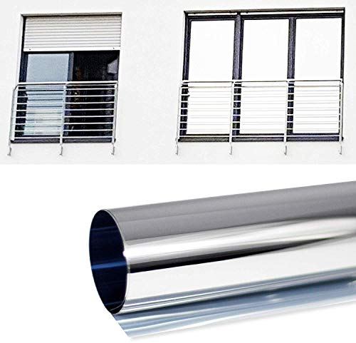SolarScreen 6,10€/m² Spiegelfolie Silber Selbstklebend Laufmeterware mit 1,22m Breite Sichtschutz Folie für Fenster Blickdichte Sonnenschutzfolie Wärmeisolierung