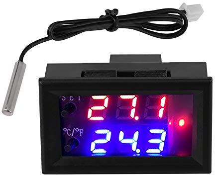Temperaturregler, DC12V Thermostat Digitalanzeige Mikrocomputer Thermostat Temperaturschalter mit Sensor für Schraffur, Gerätekoffer, Klimaanlage